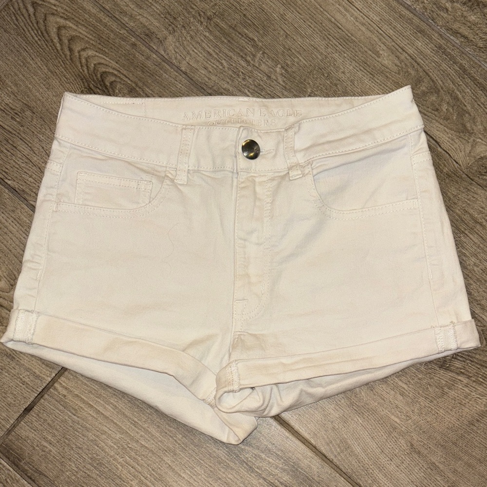 American Eagle Outfitters Women's High Rise Shortie White Jean Shorts